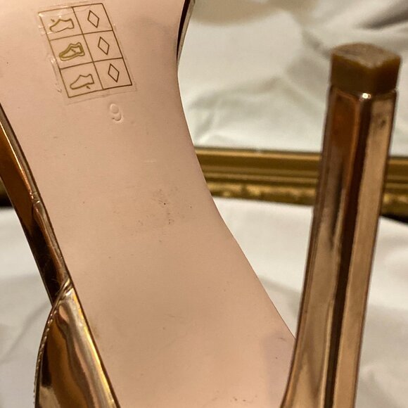 Size 9 Like A New Penny! Metallic Rose Copper Strappy Heels - Picture 10 of 16
